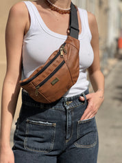 Purple Brown Vegan Leather Large Roni Fanny Pack
