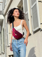 פאוץ' רוני גדול בורדו קטיפה