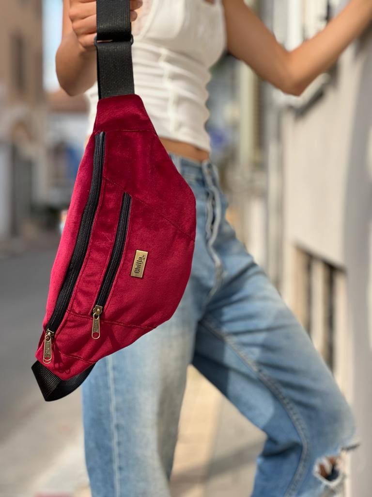 פאוץ' רוני גדול בורדו קטיפה