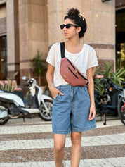 פאוץ' רוני גדול ורוד עתיק דמוי עור