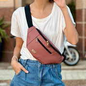 פאוץ' רוני גדול ורוד עתיק דמוי עור