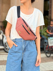 פאוץ' רוני גדול ורוד עתיק דמוי עור