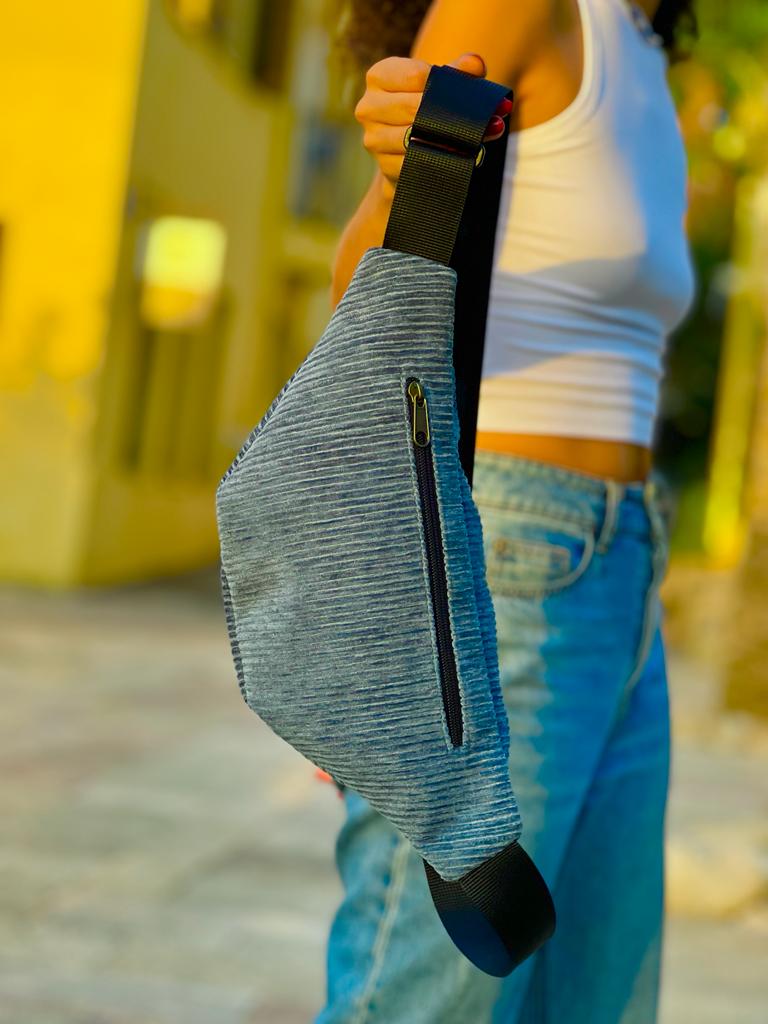 Blue-Gray Corduroy Large Roni Fanny Pack -