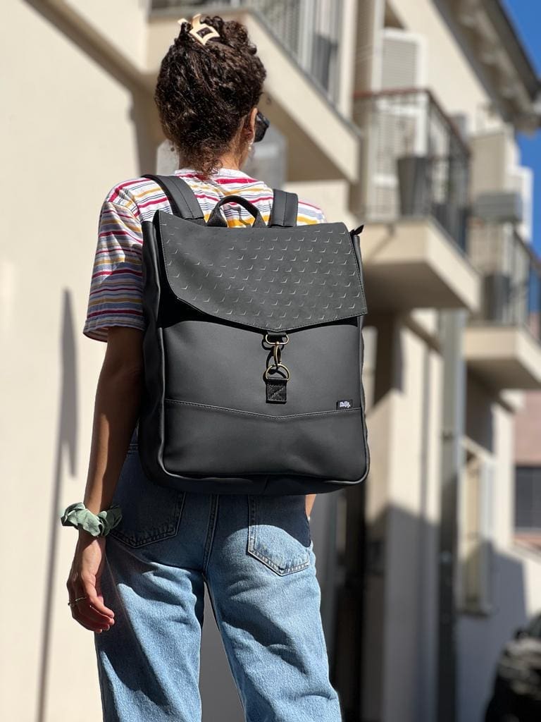 Black Bird Texture Large Students Backpack