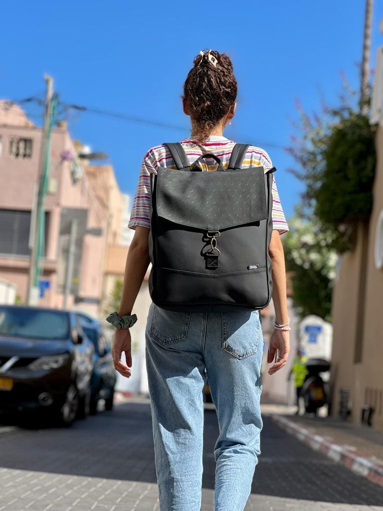 Black Bird Texture Large Students Backpack