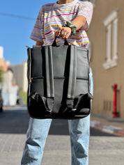 תיק סטודנט שחור דמוי עור