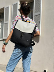 תיק סטודנטס גדול שחור עם אבן טקסטורה