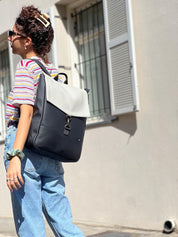 תיק סטודנטס גדול שחור עם אבן טקסטורה