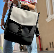 תיק סטודנטס גדול שחור עם אבן טקסטורה