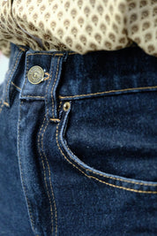 Dark Blue Wide Leg Long Jeans