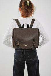 Brown Vegan Leather Large Jaffa Convertible Bag