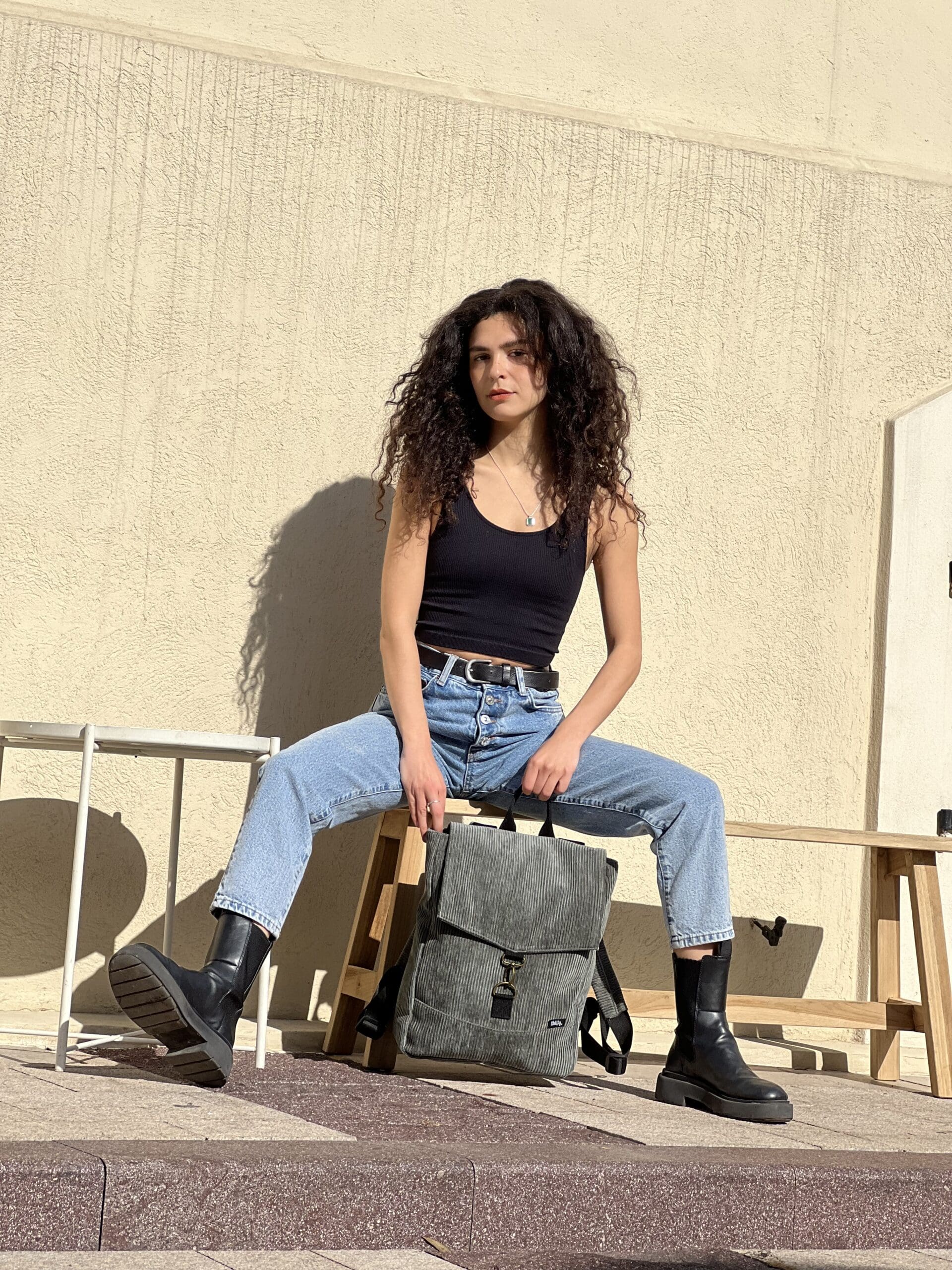 סטודנטס בינוני ירוק-אפור קורדרוי