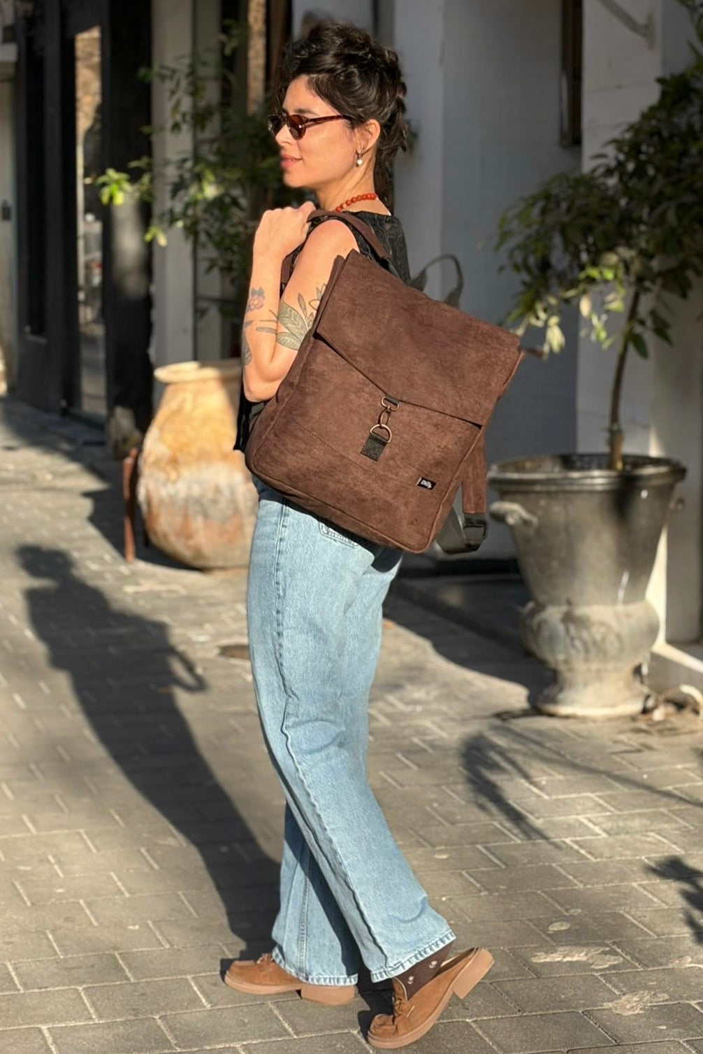 Large Earth Brown Students Backpack