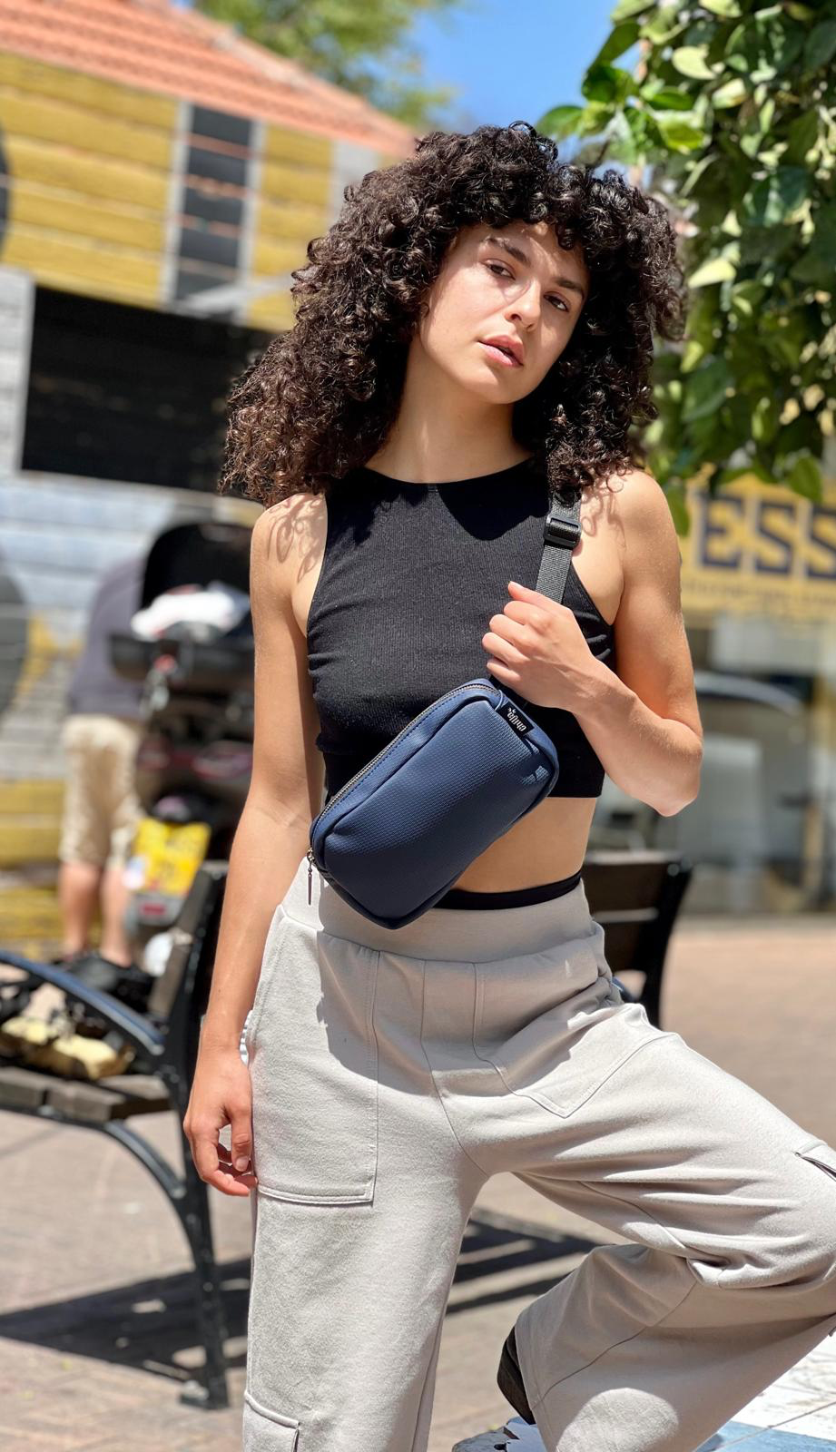 Dark Blue Textured Lawrence Fanny Pack