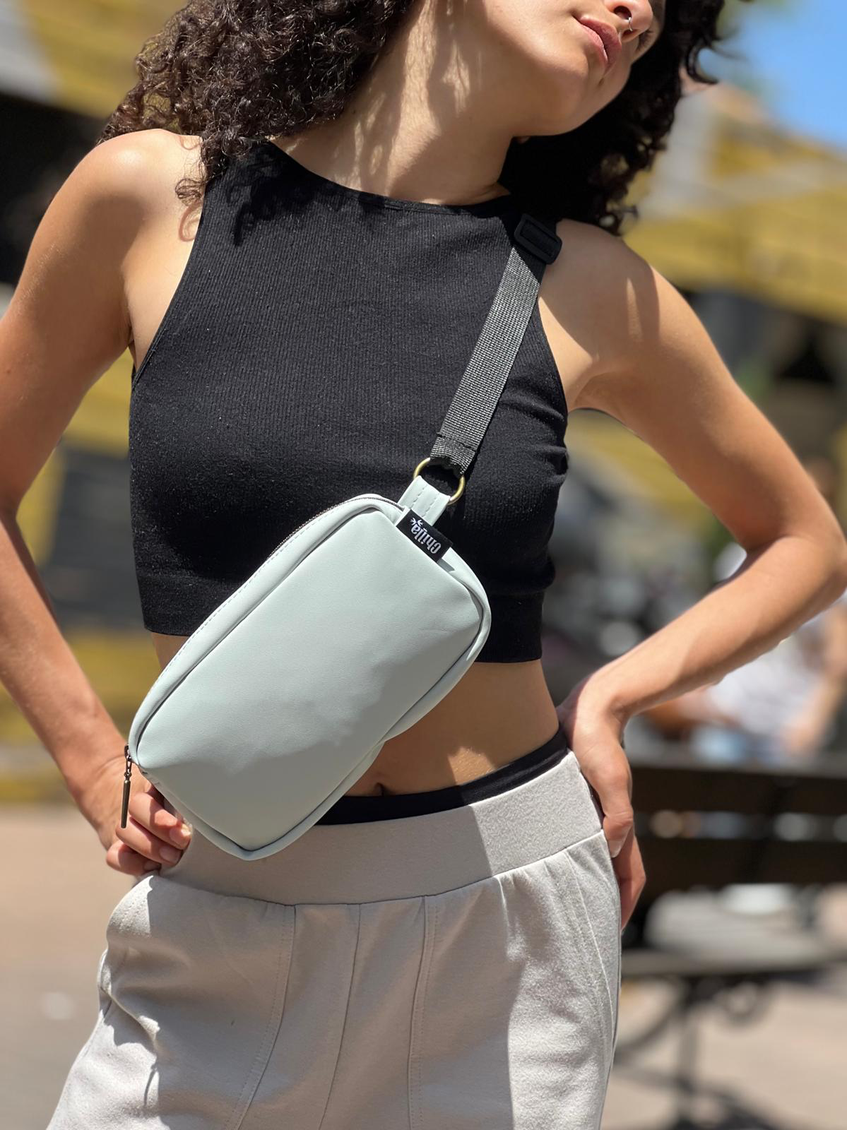 Light Blue Faux Leather Lawrence Fanny Pack