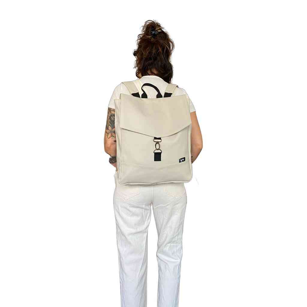 Cream Nubuck-like Large Students Backpack -