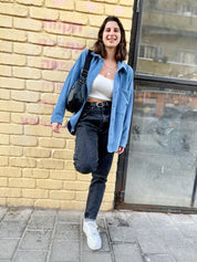 תיק צד ויטל- שחור דמוי עור