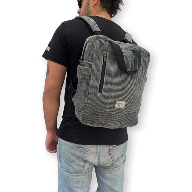Green nacho bag - gray corduroy