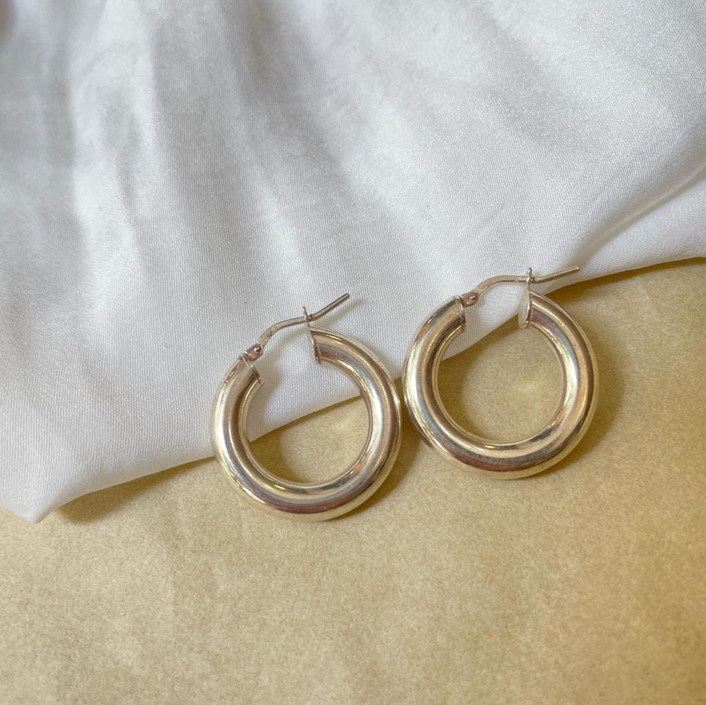 עגילי חישוק עבים כסף 925