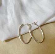 עגילי חישוק אליפסה גדולים כסף 925