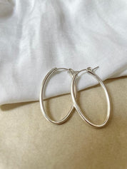 עגילי חישוק אליפסה גדולים כסף 925