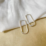 עגילי חישוק מלבניים מוארכים כסף 925