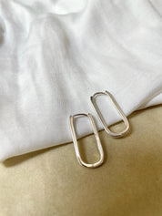 עגילי חישוק מלבניים מוארכים כסף 925