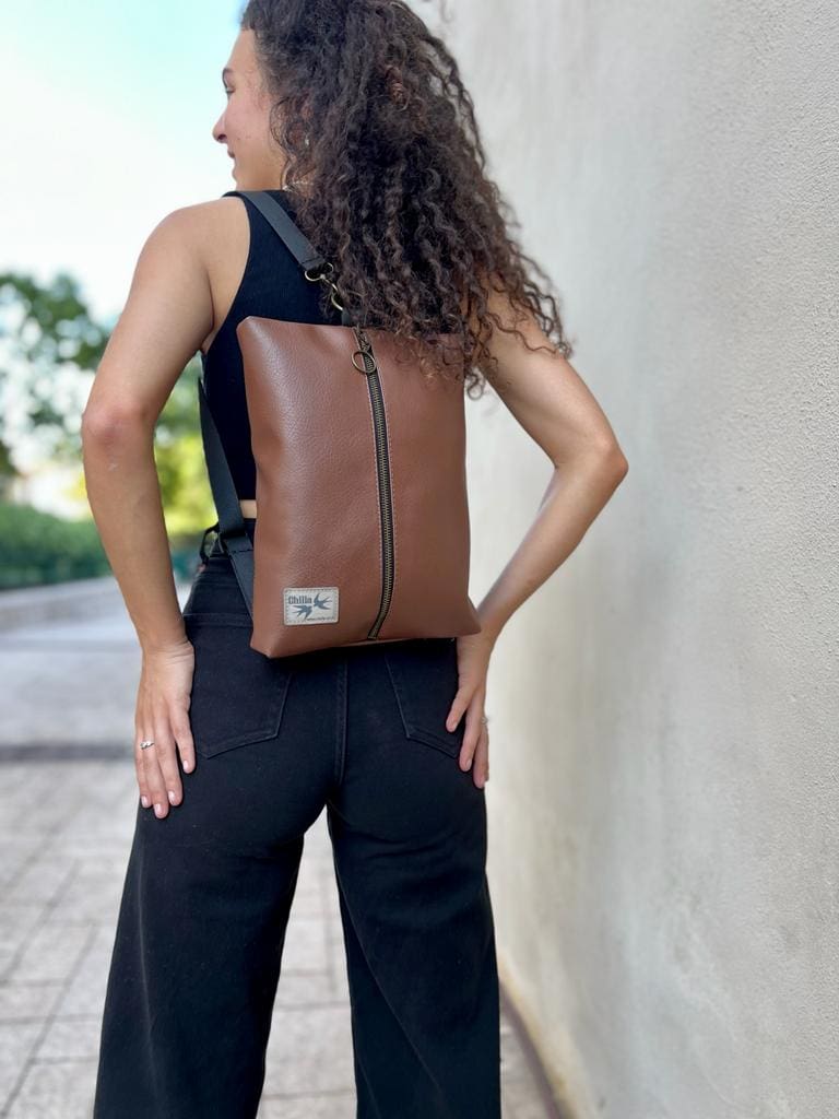 Brown Faux Leather Noah Bag