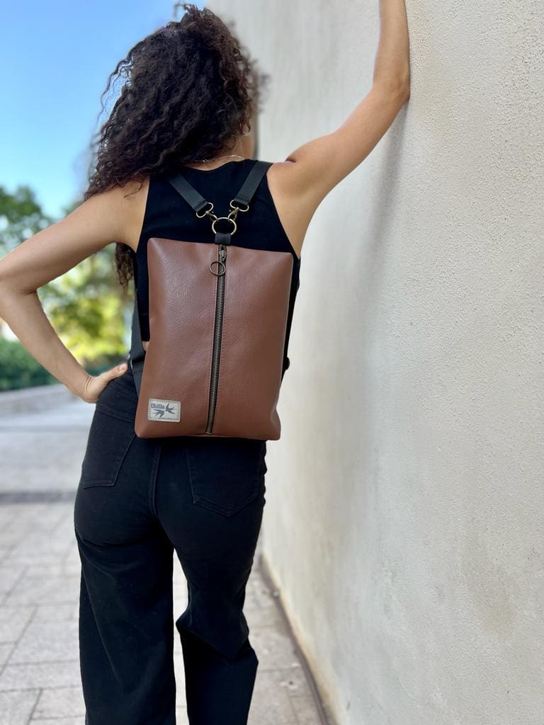 Brown Faux Leather Noah Bag