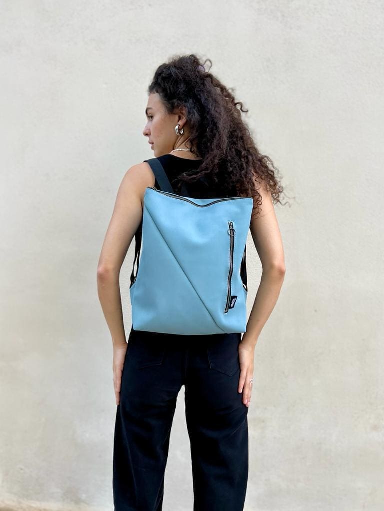 תיק "רעות" תכלת דמוי נובוק