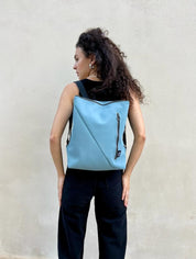 תיק "רעות" תכלת דמוי נובוק