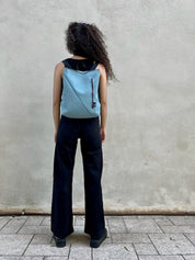 תיק "רעות" תכלת דמוי נובוק