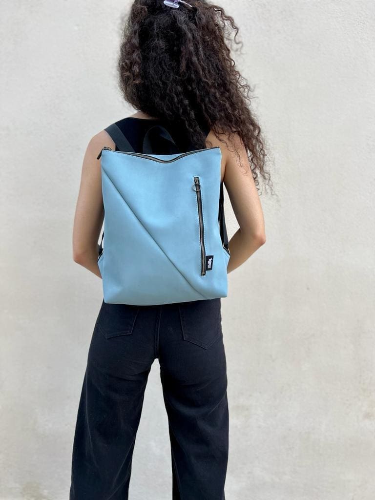 תיק "רעות" תכלת דמוי נובוק