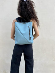 תיק "רעות" תכלת דמוי נובוק