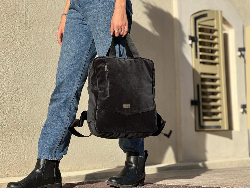 Velvet black mini nacho bag