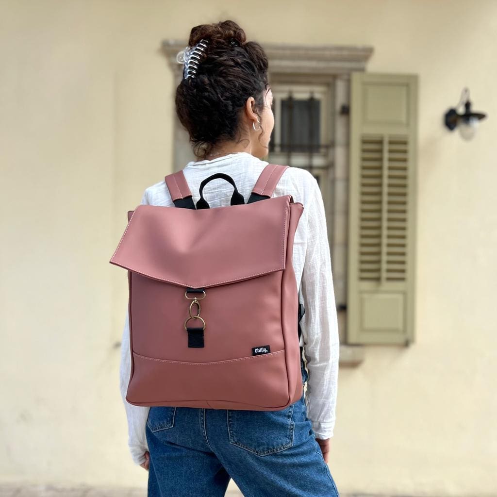 תיק גב סטודנטס ורוד עתיק דמוי עור