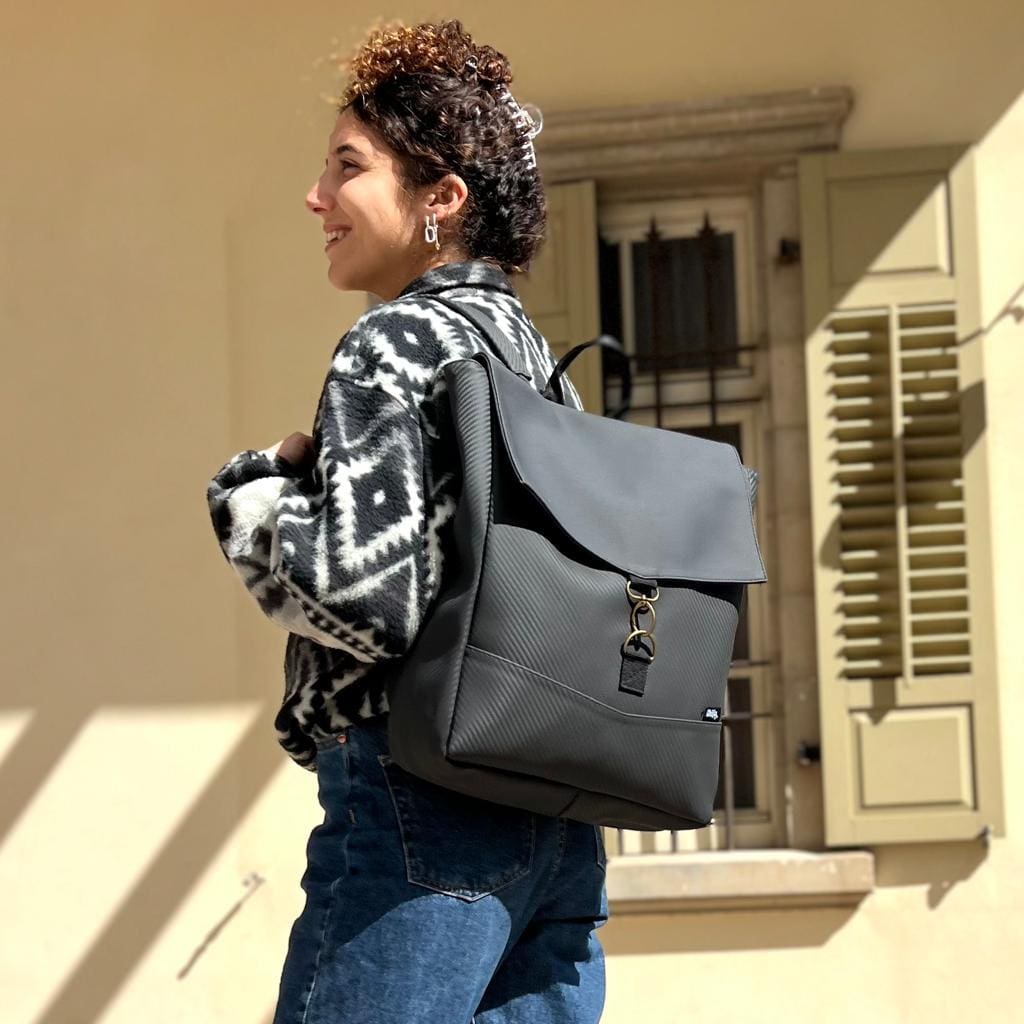 Black Texture Large Students Backpack