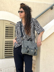 תיק גב/צד Jaffa ירוק אפור קורדרוי