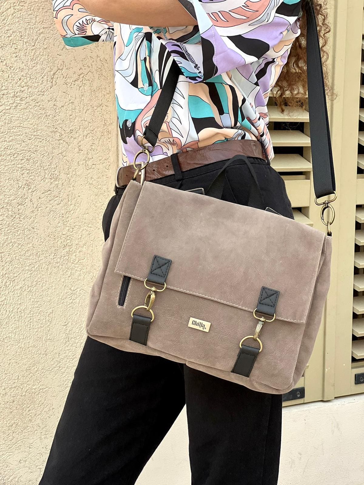 תיק גב/צד Jaffa דמוי זמש