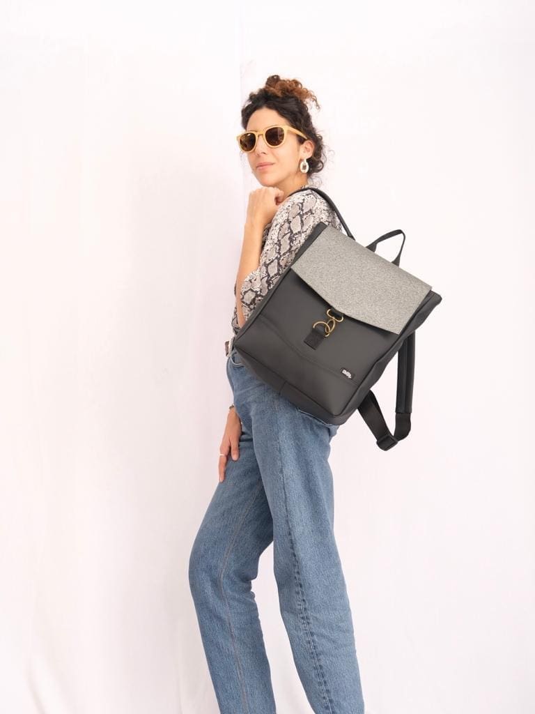 Black Medium Students Backpack with Glitter
