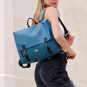 תיק גב/צד Jaffa גדול כחול טורקיז דמוי עור