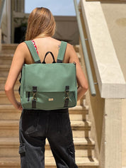 תיק גב/צד Jaffa גדול ירוק עתיק דמוי נובוק