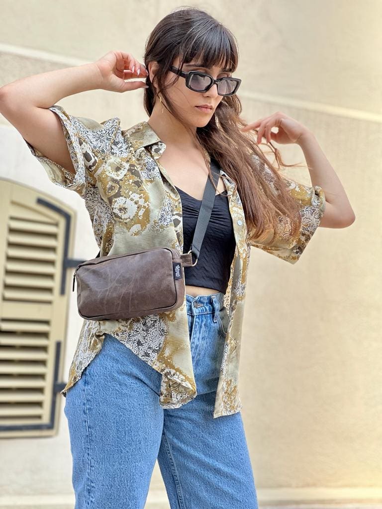 New Brown Faux Leather Lawrence Fanny Pack