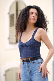 טופ שובל כחול משבצות (נותרו במידה 1 ו-2)