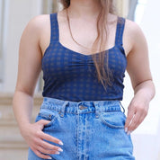 טופ שובל כחול משבצות (נותרו במידה 1 ו-2)