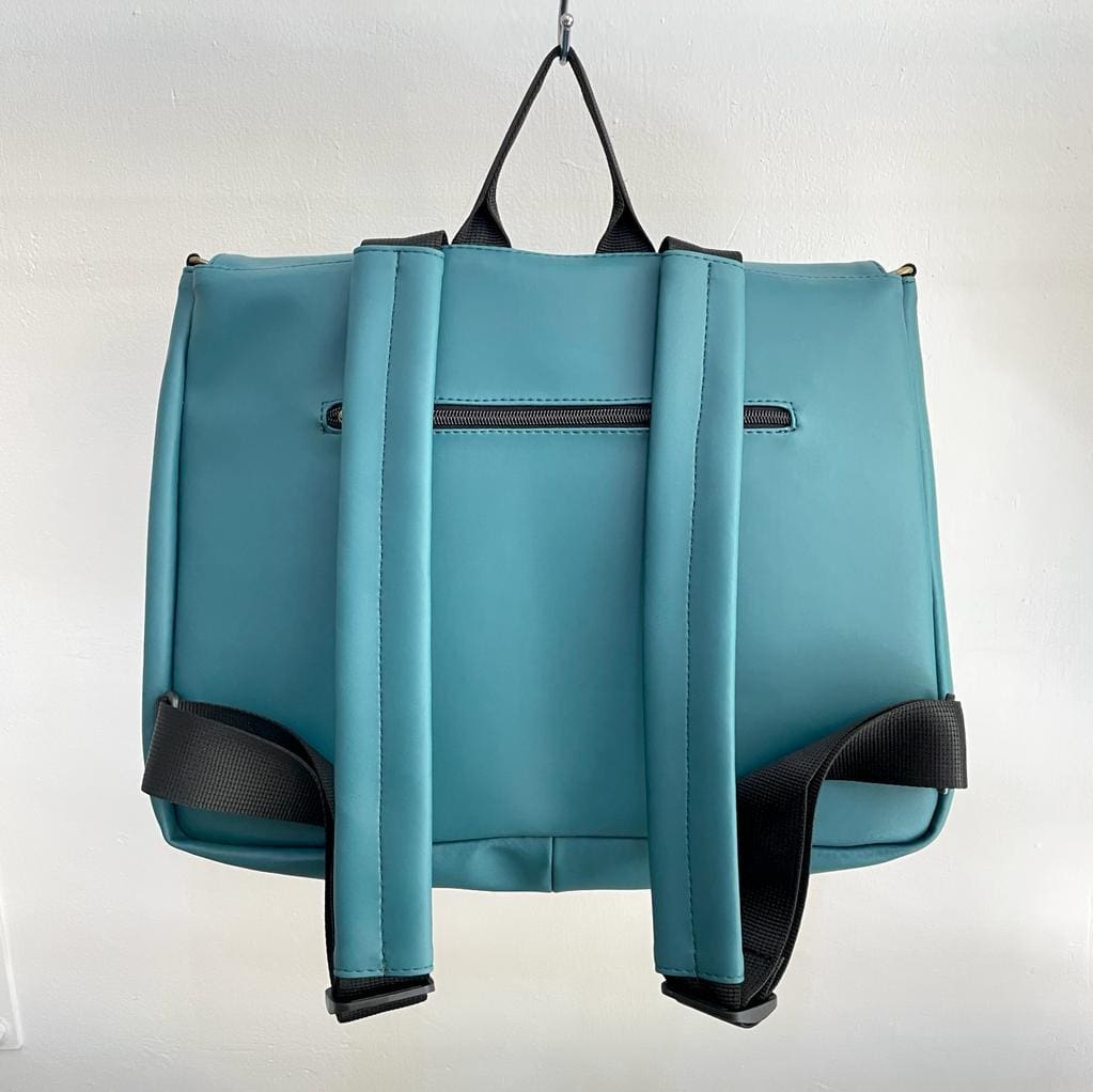 תיק גב/צד Jaffa גדול כחול טורקיז דמוי עור