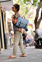 תיק גב/צד Jaffa גדול תכלת נובוק