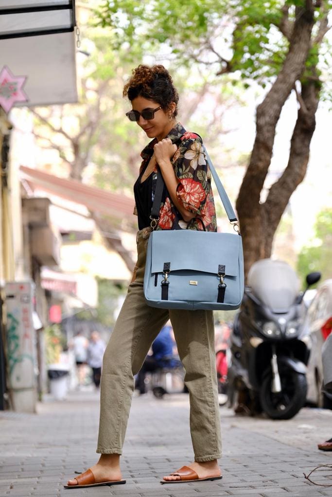 Light Blue Nubuck Large Jaffa Backpack/Side Bag