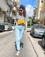 פאוץ' "לורנס" צהוב קטיפה