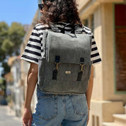 תיק גב Unicorn ירוק - אפור קורדרוי